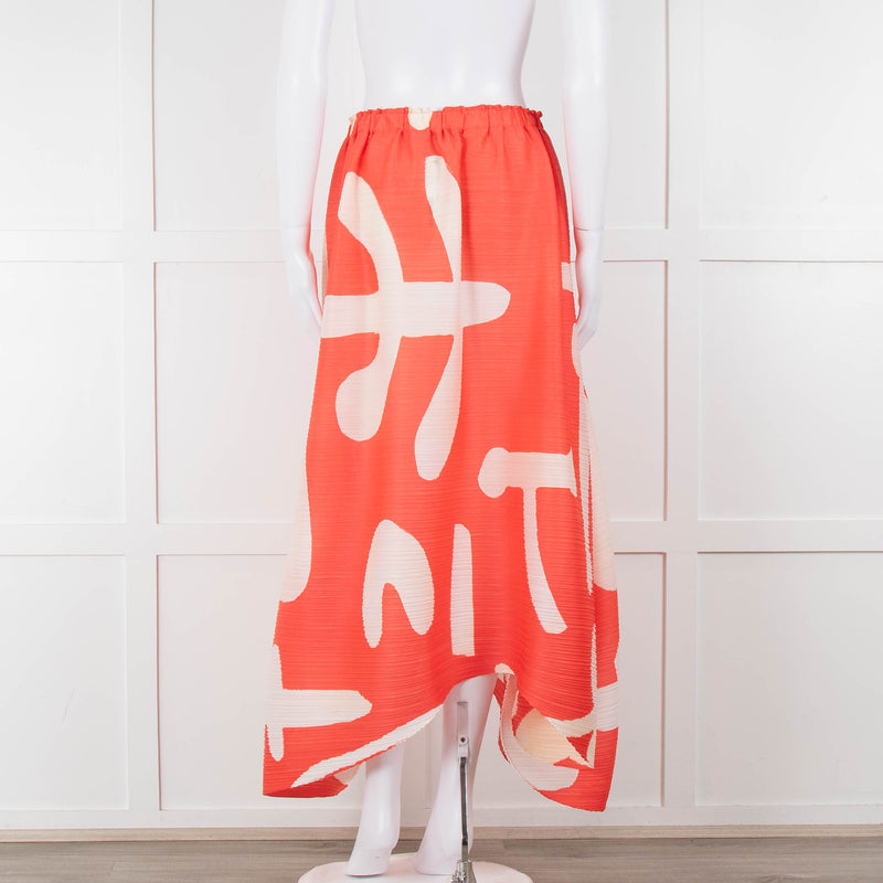 Issey Miyake Pleats Please Orange Cream Pleated Full Long Skirt
