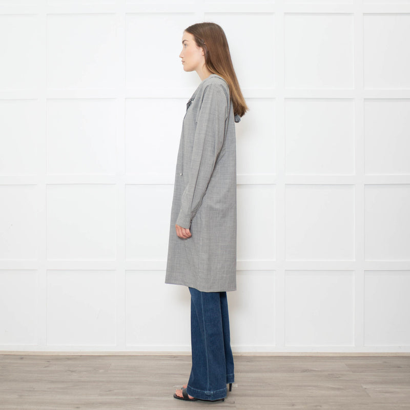 Max Mara Grey Wool Hooded Long Sleeve Tunic