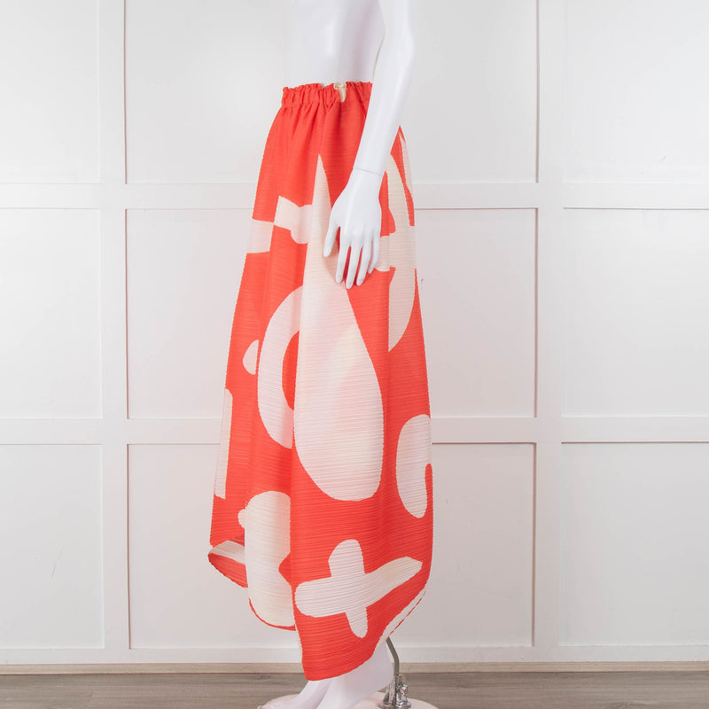 Issey Miyake Pleats Please Orange Cream Pleated Full Long Skirt