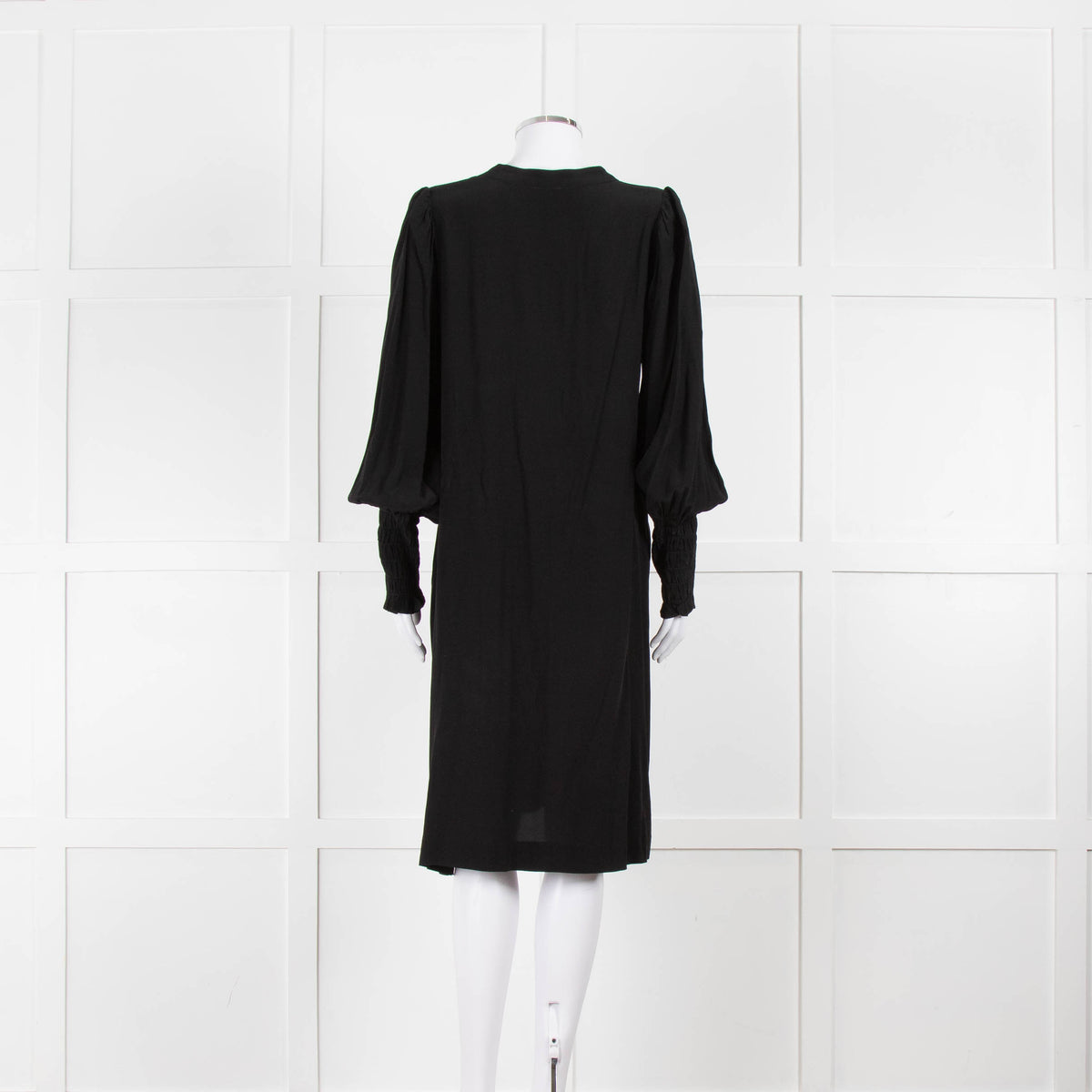 By Malene Birger Black Dress with Smocked Cuffs