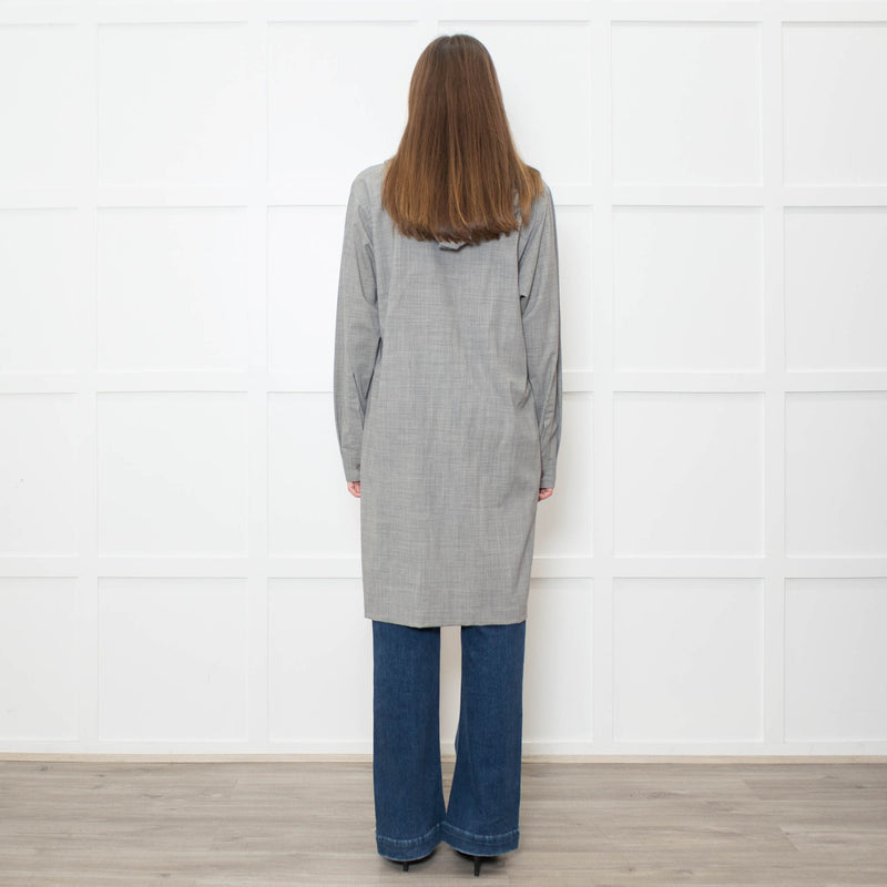 Max Mara Grey Wool Hooded Long Sleeve Tunic