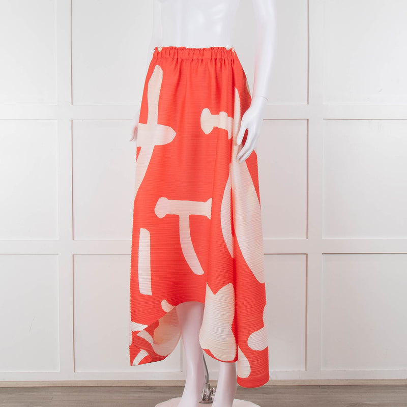 Issey Miyake Pleats Please Orange Cream Pleated Full Long Skirt