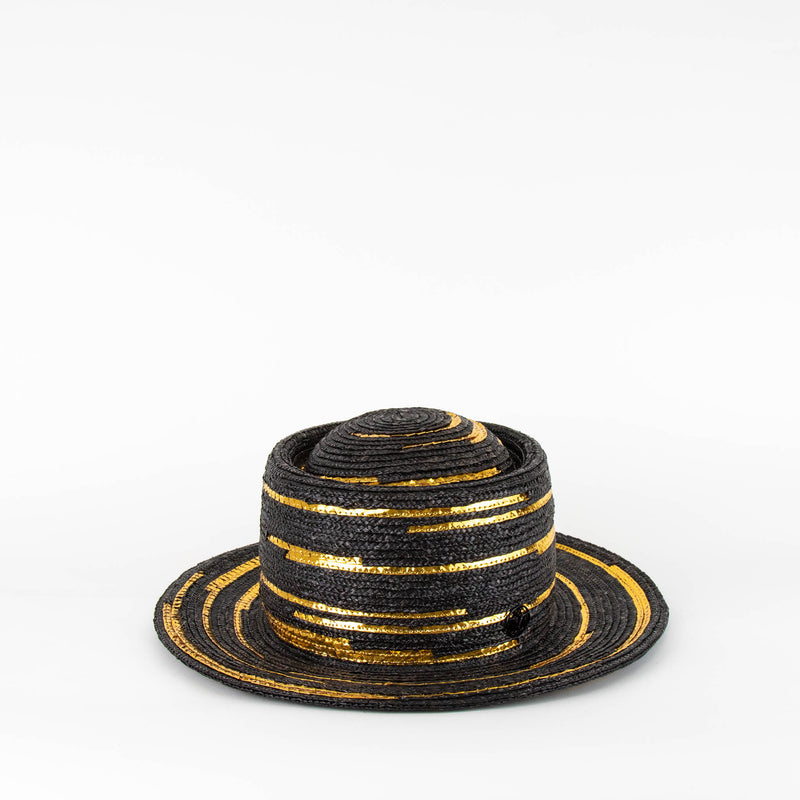 Maison Michel Black Gold Detail Hat