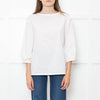 Strenesse White Cotton Zip Shoulder Detail Top