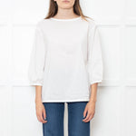 Strenesse White Cotton Zip Shoulder Detail Top