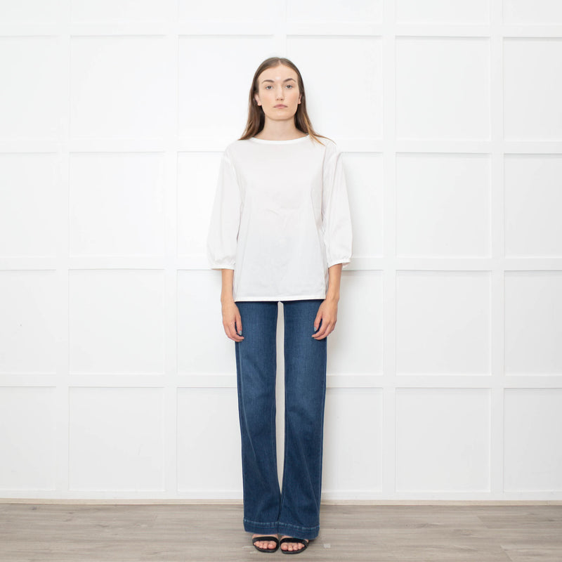 Strenesse White Cotton Zip Shoulder Detail Top