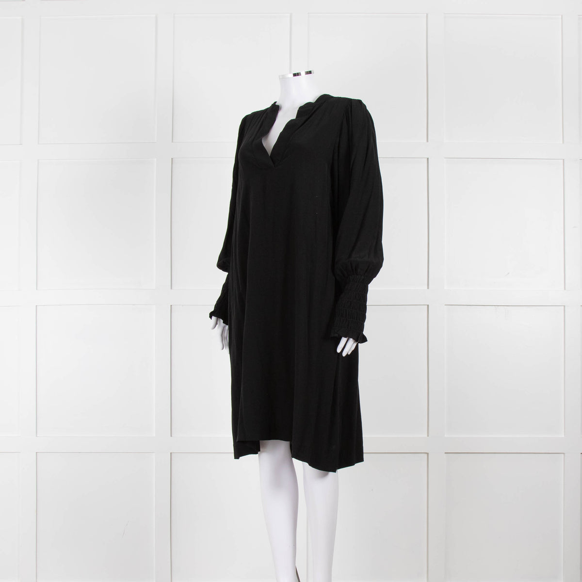 By Malene Birger Black Dress with Smocked Cuffs
