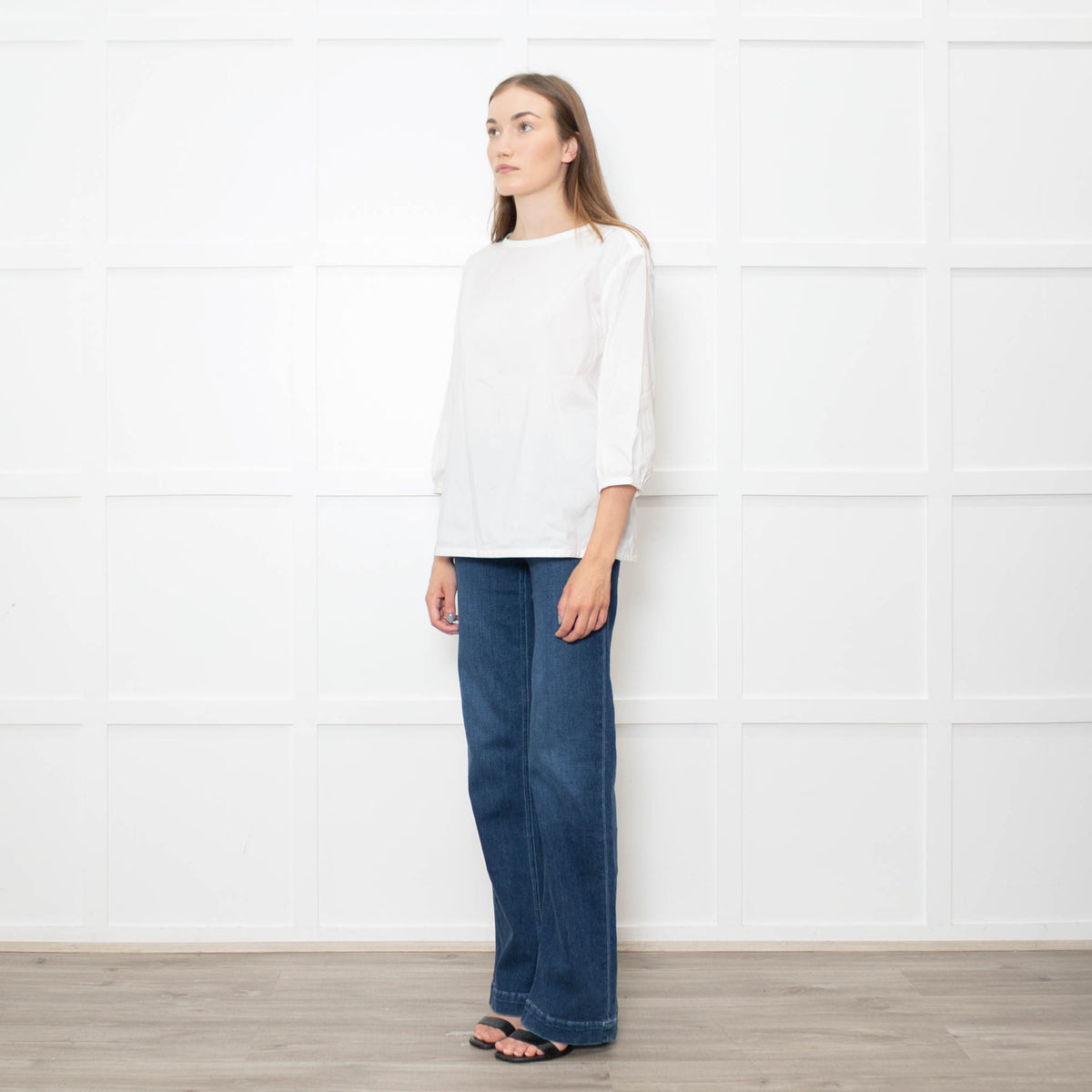 Strenesse White Cotton Zip Shoulder Detail Top
