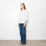 Strenesse White Cotton Zip Shoulder Detail Top