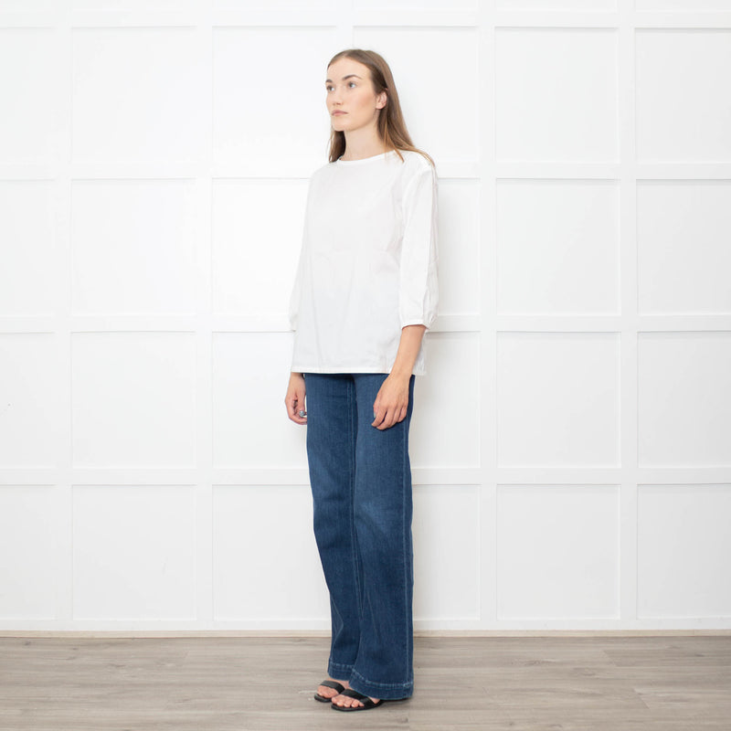 Strenesse White Cotton Zip Shoulder Detail Top