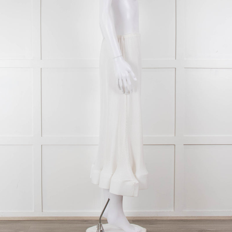Melitta Baumeister White Fine Rib Wavy Hem Skirt