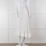 Melitta Baumeister White Fine Rib Wavy Hem Skirt