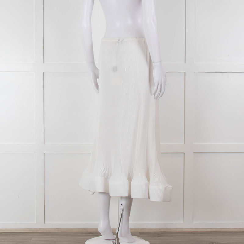 Melitta Baumeister White Fine Rib Wavy Hem Skirt