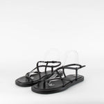 Alexander McQueen Black Leather Flat Sandal