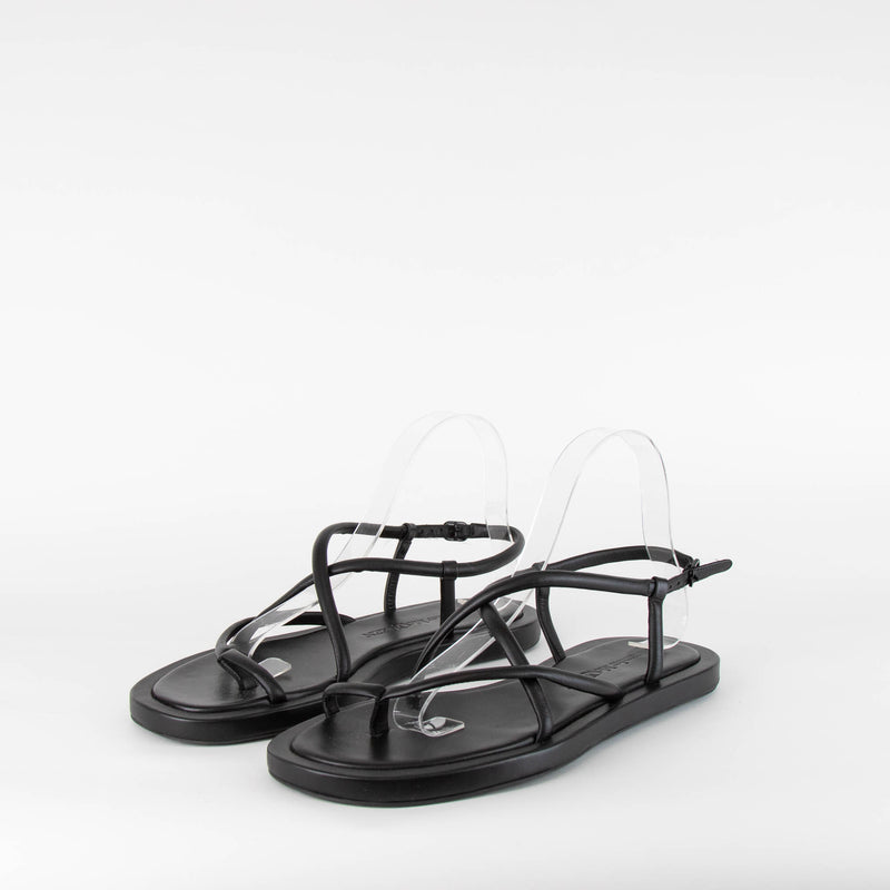 Alexander McQueen Black Leather Flat Sandal