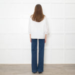 Strenesse White Cotton Zip Shoulder Detail Top
