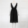 Miu Miu Black Lace Overlay V Neck Strap Dress