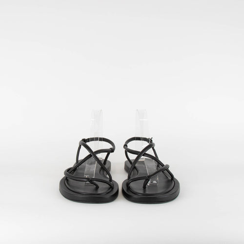 Alexander McQueen Black Leather Flat Sandal