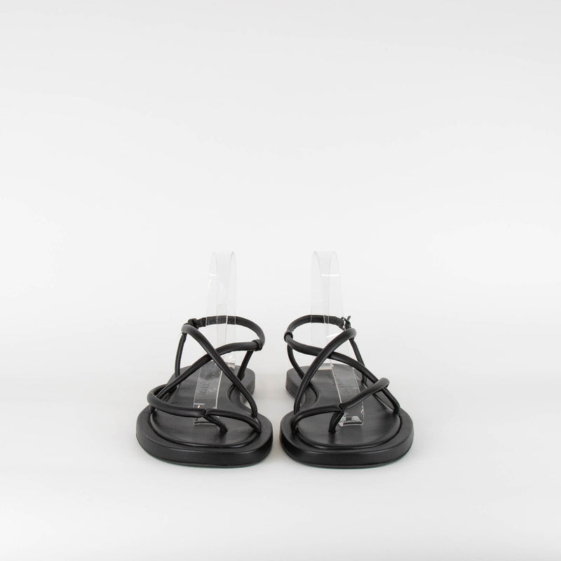 Alexander McQueen Black Leather Flat Sandal
