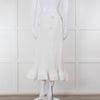 Melitta Baumeister White Fine Rib Wavy Hem Skirt