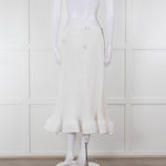 Melitta Baumeister White Fine Rib Wavy Hem Skirt