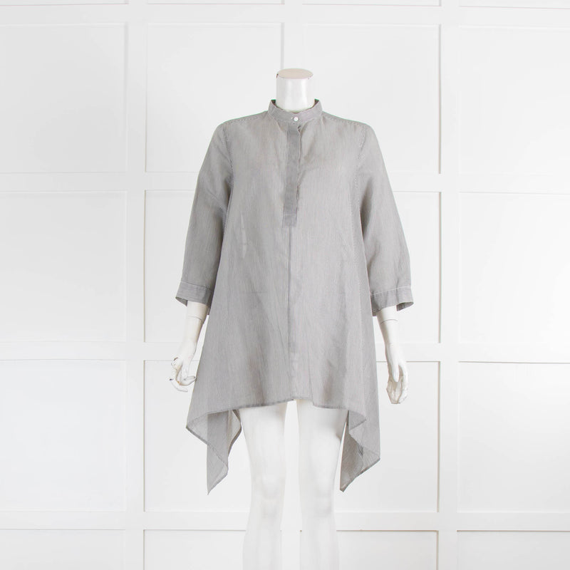 Max Mara Grey And White Stripe Cotton And Silk Tunic