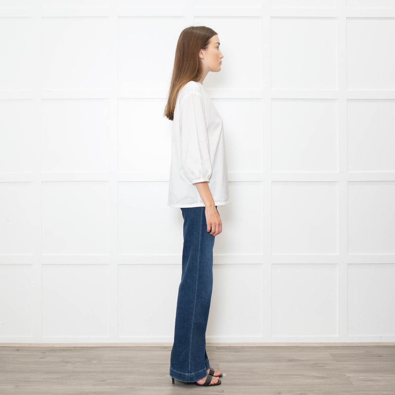 Strenesse White Cotton Zip Shoulder Detail Top