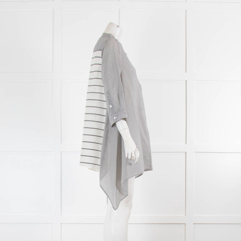 Max Mara Grey And White Stripe Cotton And Silk Tunic