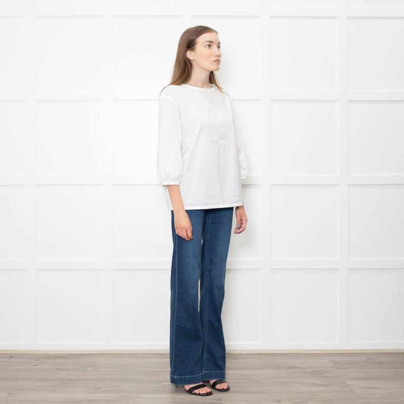 Strenesse White Cotton Zip Shoulder Detail Top