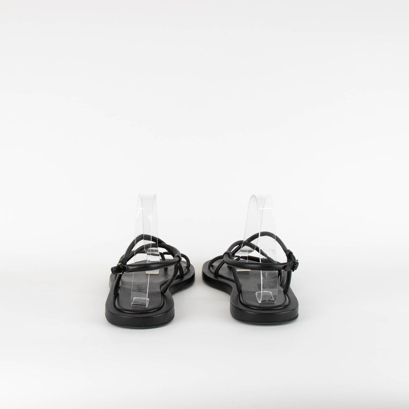 Alexander McQueen Black Leather Flat Sandal