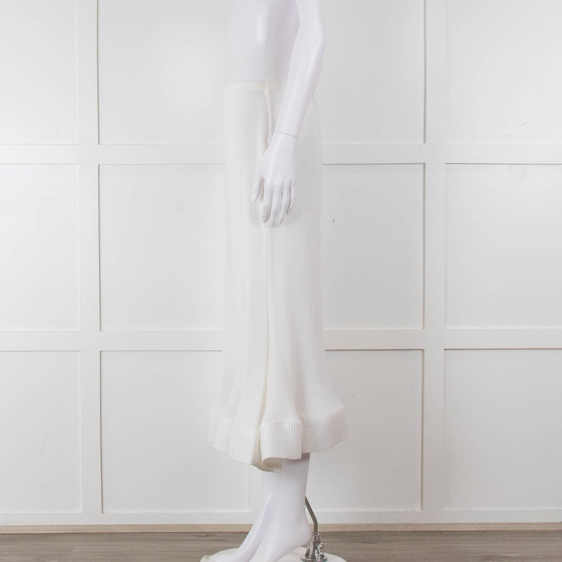 Melitta Baumeister White Fine Rib Wavy Hem Skirt