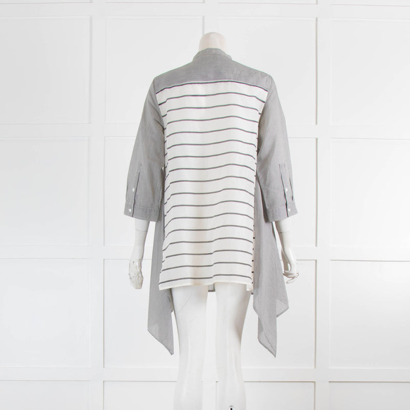 Max Mara Grey And White Stripe Cotton And Silk Tunic