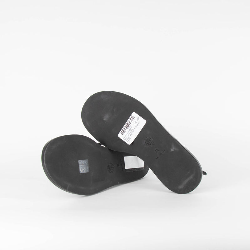 Alexander McQueen Black Leather Flat Sandal