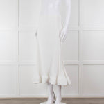 Melitta Baumeister White Fine Rib Wavy Hem Skirt