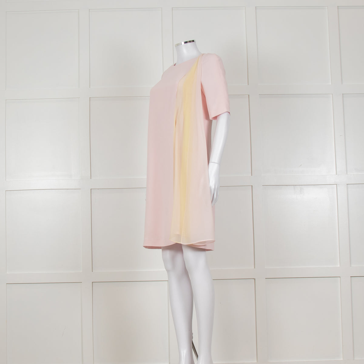 D Exterior Pink Dress With Yellow Pleated Insert