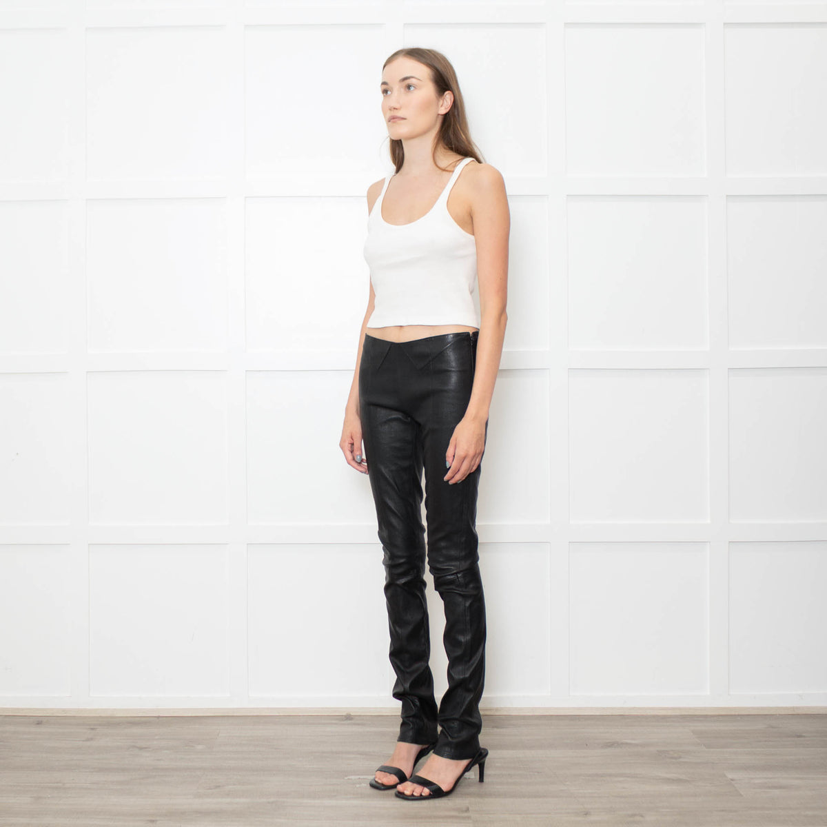 Saint Laurent Black Stretchy Leather Trousers