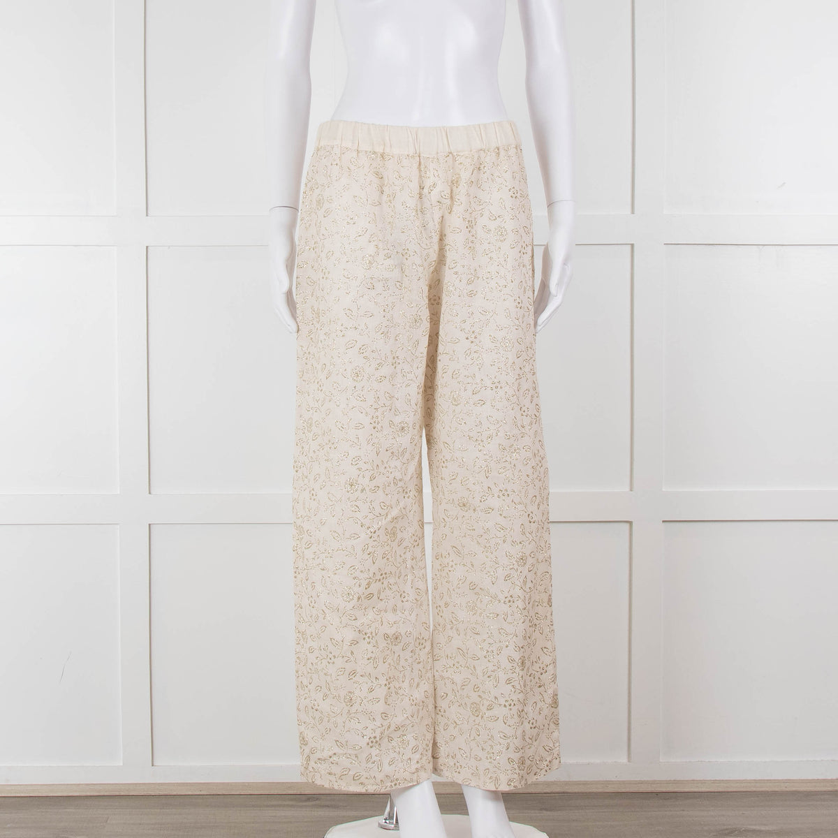120% Lino Cream Gold Linen Trousers