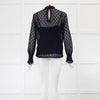 Sandro Navy Lace Long Sleeved Top