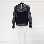 Sandro Navy Lace Long Sleeved Top