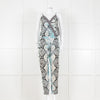 Hale Bob Turquoise Snake Print V Neck Jumpsuit
