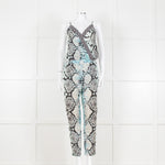 Hale Bob Turquoise Snake Print V Neck Jumpsuit