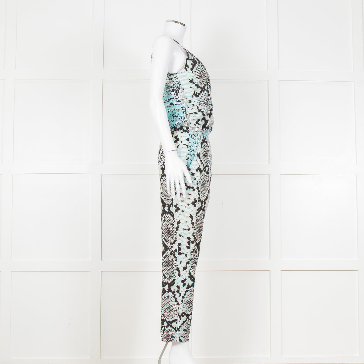 Hale Bob Turquoise Snake Print V Neck Jumpsuit