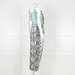 Hale Bob Turquoise Snake Print V Neck Jumpsuit