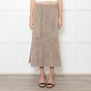 Theory Mushroom Tone Suede Aline Skirt