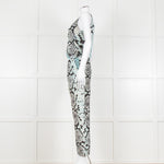 Hale Bob Turquoise Snake Print V Neck Jumpsuit