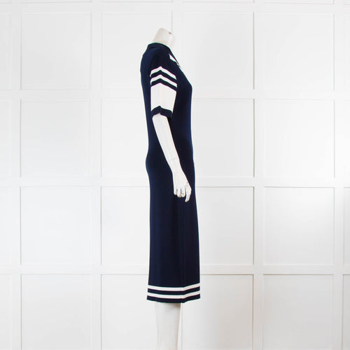 Boutique Moschino Navy Button Front Dress with white Stripe
