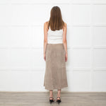 Theory Mushroom Tone Suede Aline Skirt