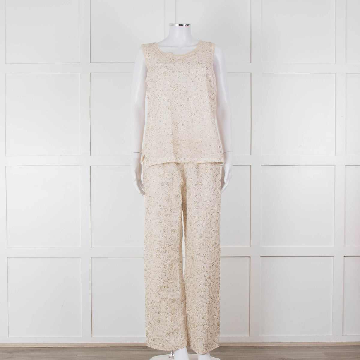 120% Lino Cream Gold Linen Sleeveless Top