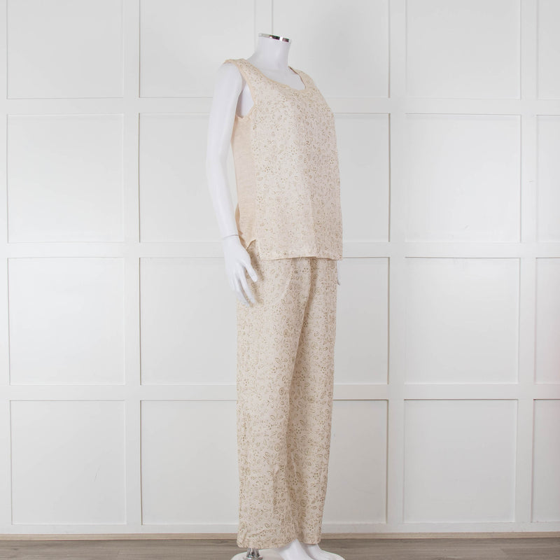 120% Lino Cream Gold Linen Sleeveless Top
