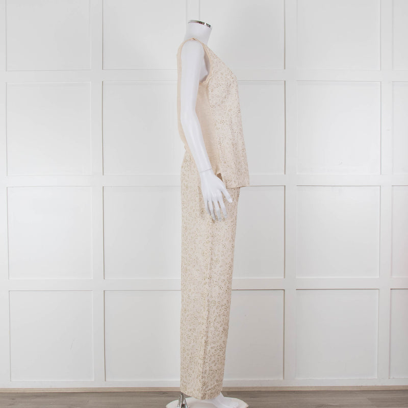 120% Lino Cream Gold Linen Trousers